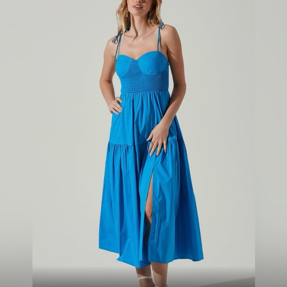 Tiered Smocked Midi Dress - Ibiza blue / S